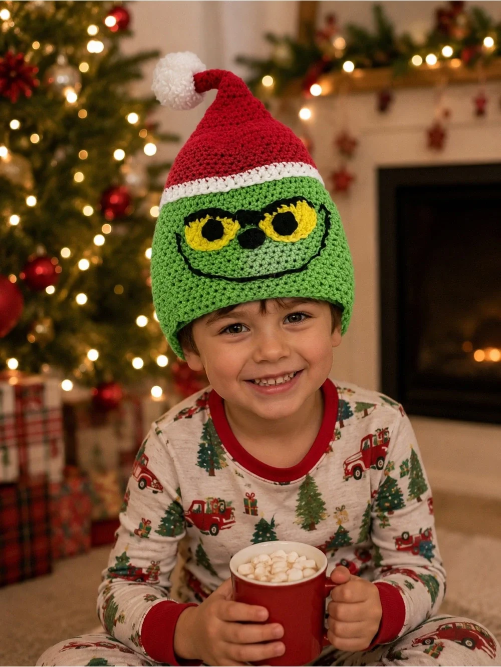 Handmade Crochet Grinch Christmas Hat | Kids Holiday Beanie | One of a Kind